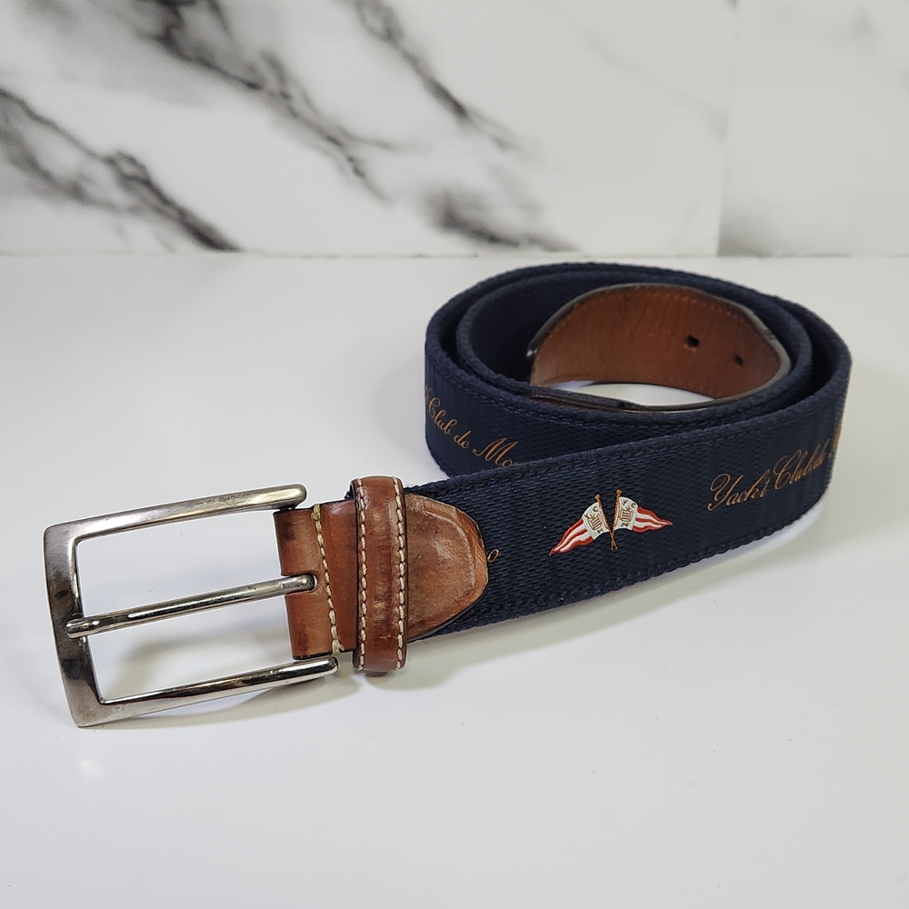 Belt Navy and Brown Mens Belt Yacht Club De Monaco. Made In Italy